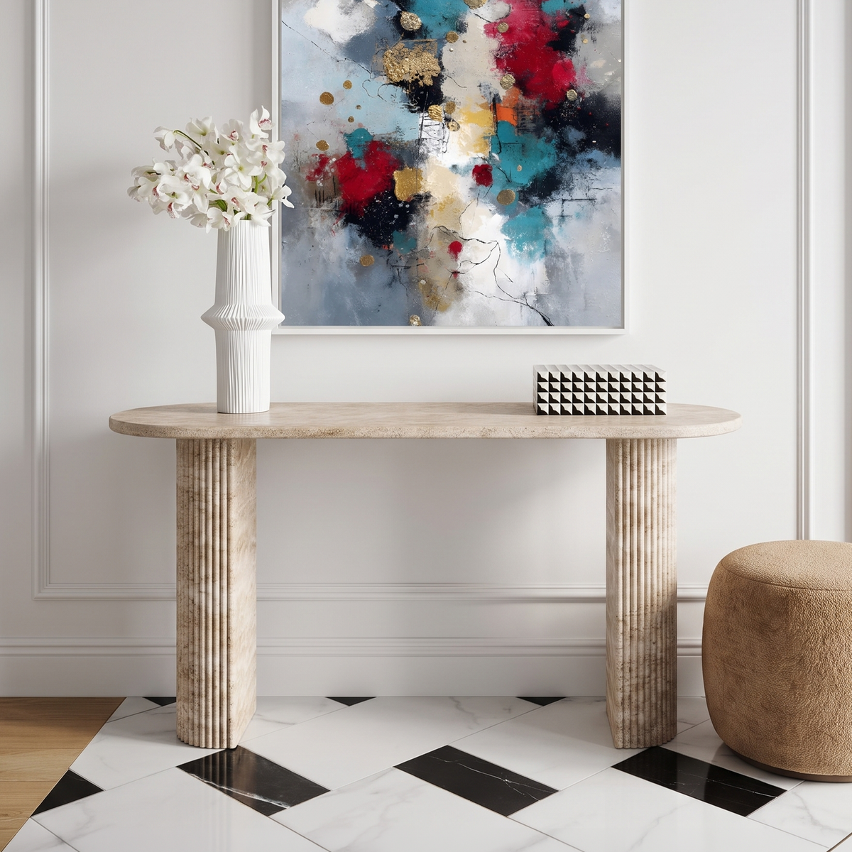 Ellis Fluted Leg Marble Console Table