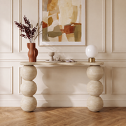 Sage Ball Pedestal Marble Console Table