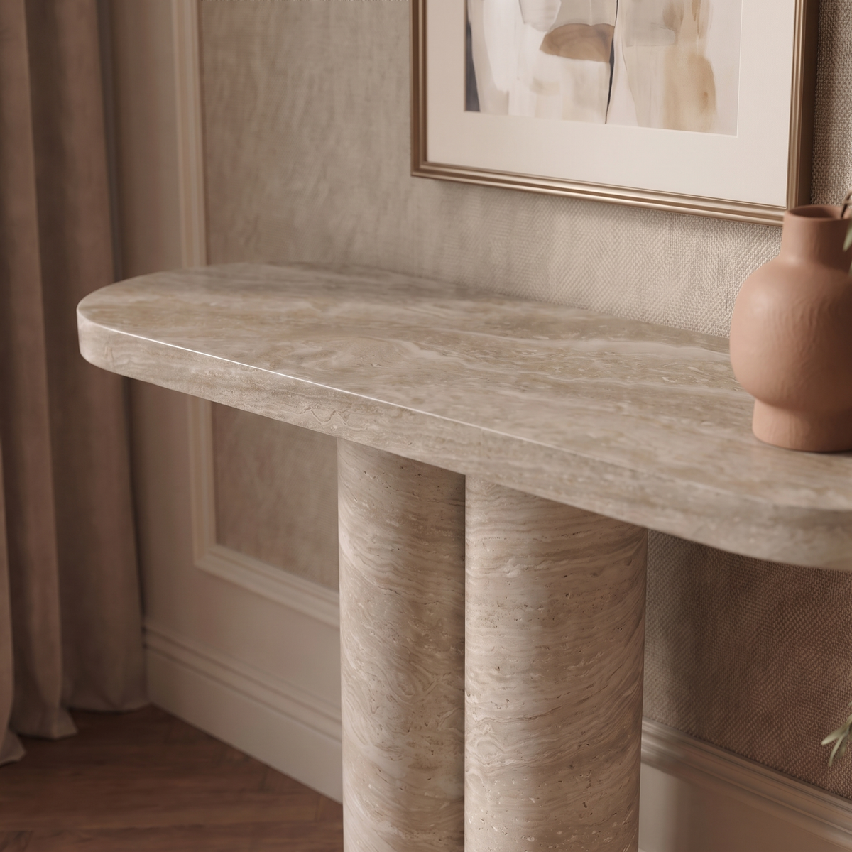 Cleo Twin Cylinder Marble Console Table