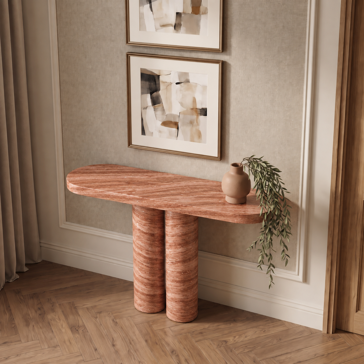 Cleo Twin Cylinder Marble Console Table