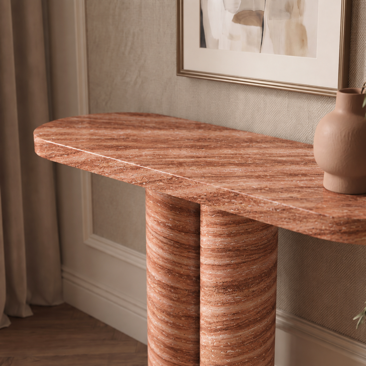 Cleo Twin Cylinder Marble Console Table