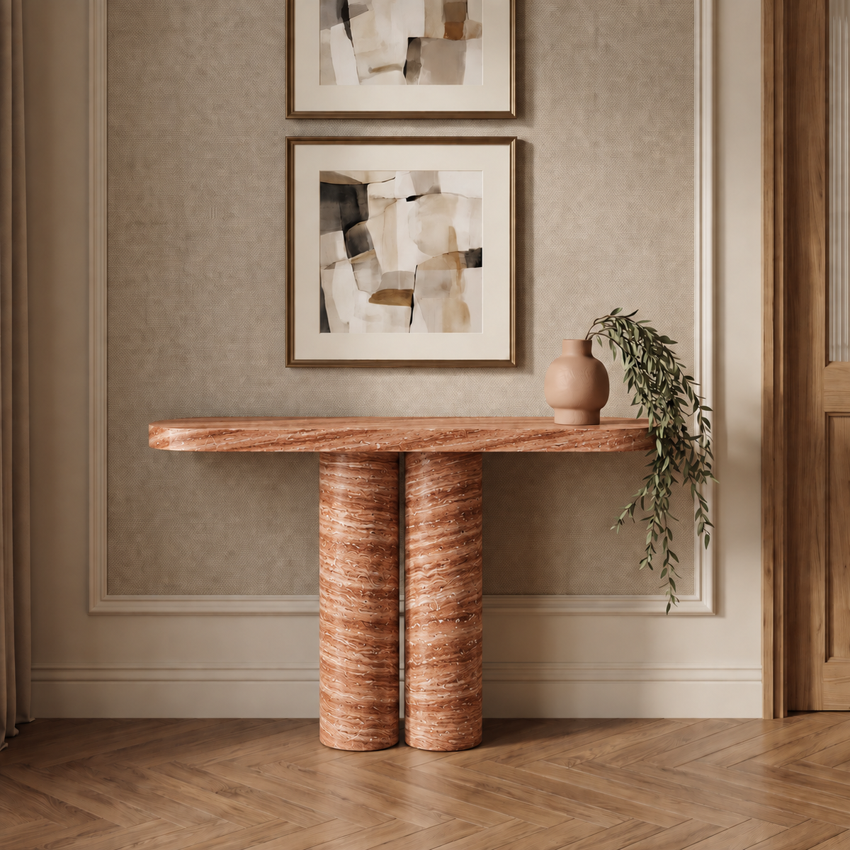 Cleo Twin Cylinder Marble Console Table