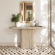 Ivy Fluted Pedestal Marble Console Table