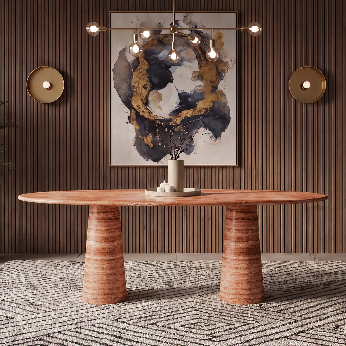 Verona Twin Pedestal Marble Dining Table