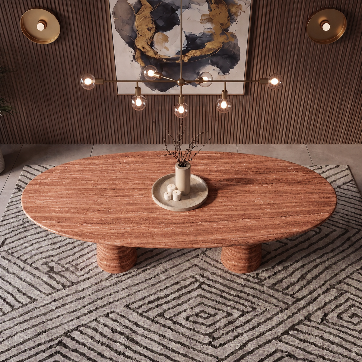 Verona Twin Pedestal Marble Dining Table