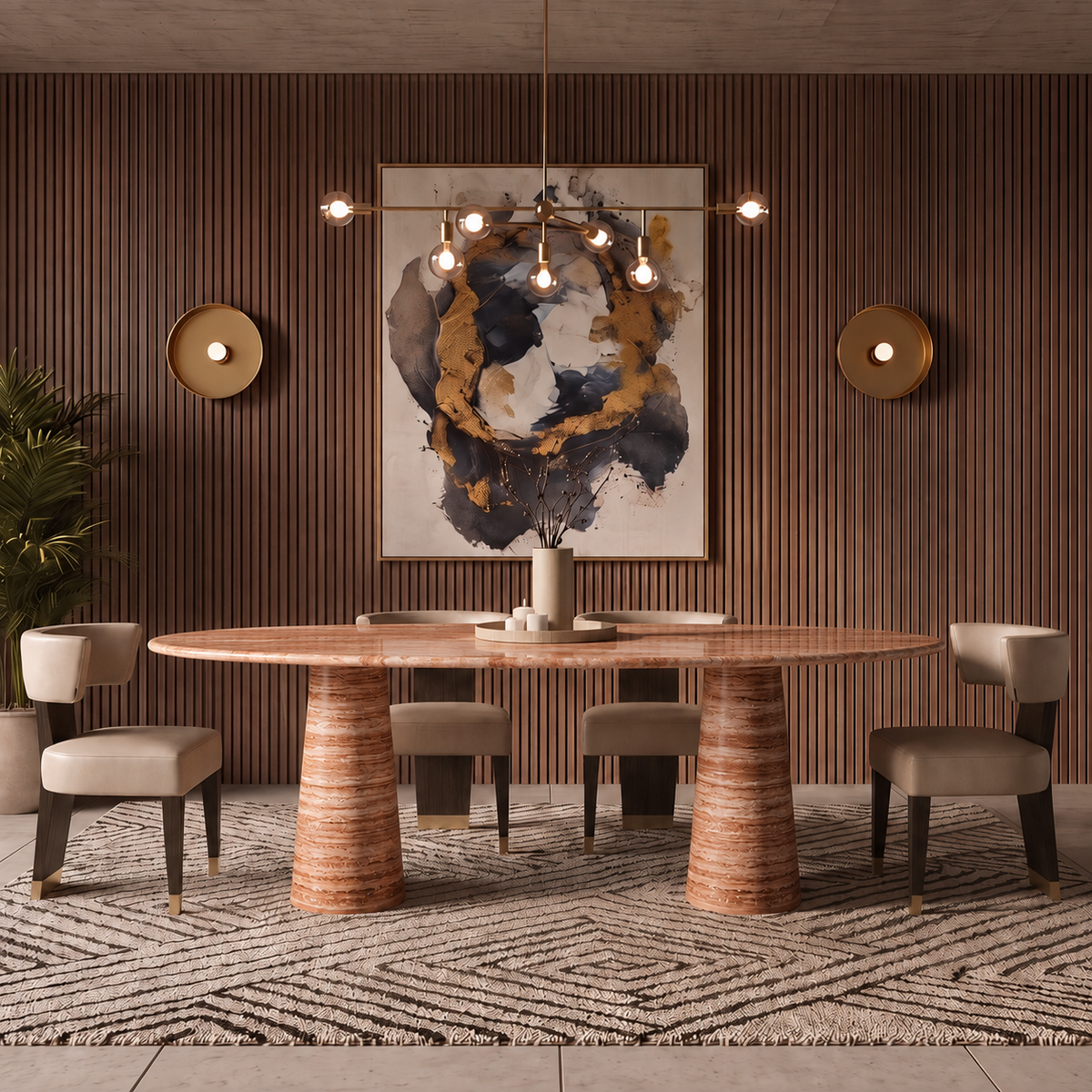 Verona Twin Pedestal Marble Dining Table