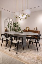 Ravello Oval Pedestal Marble Dining Table