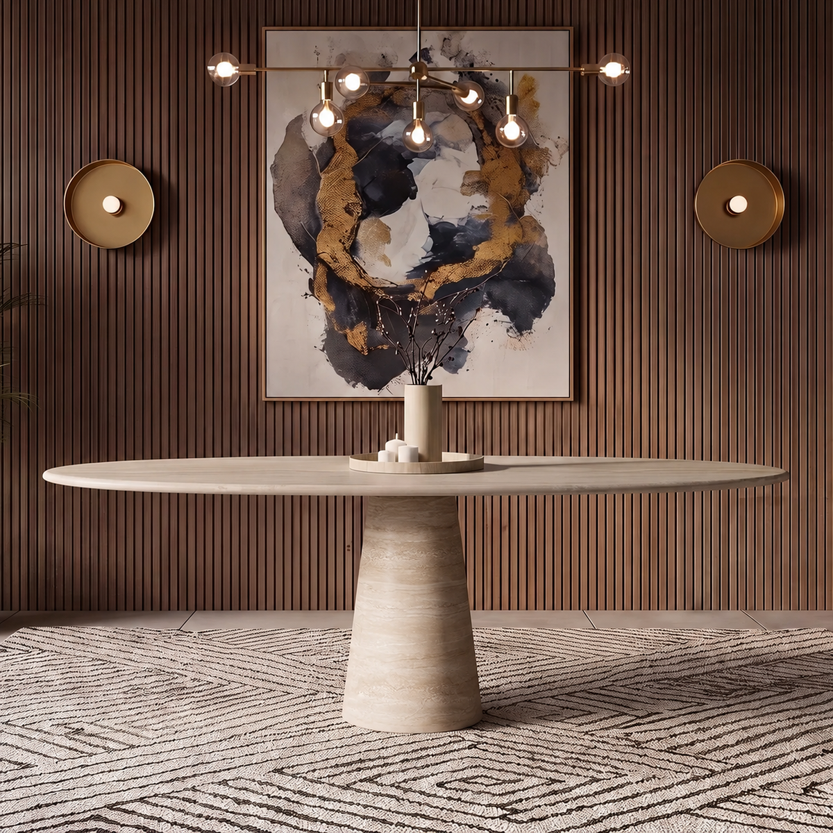 Matera Tapered Pedestal Marble Dining Table
