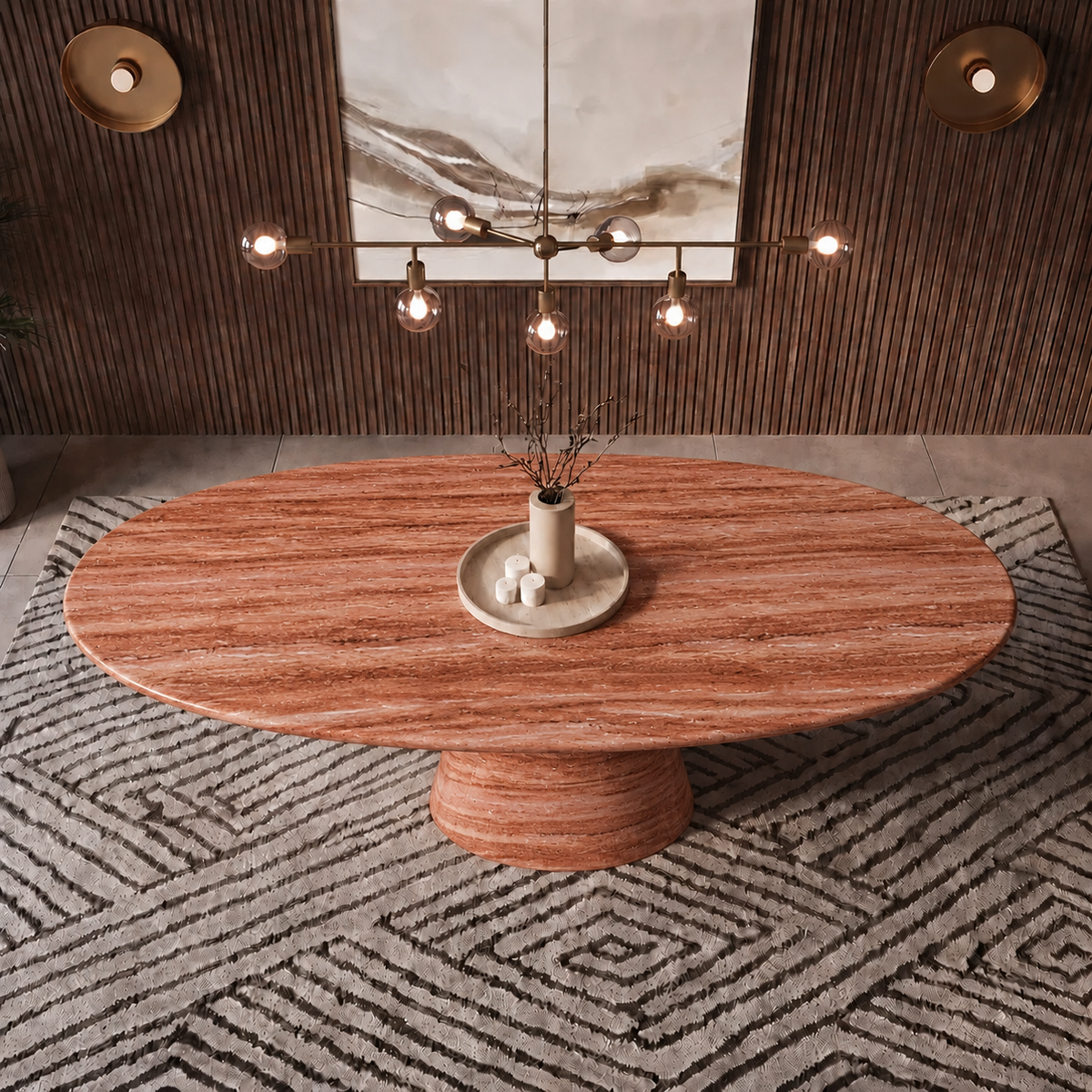 Sienna Cone Pedestal Marble Dining Table