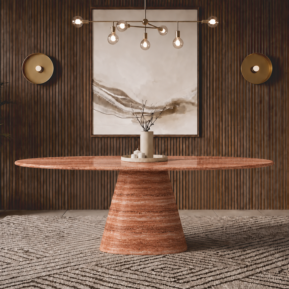 Sienna Cone Pedestal Marble Dining Table