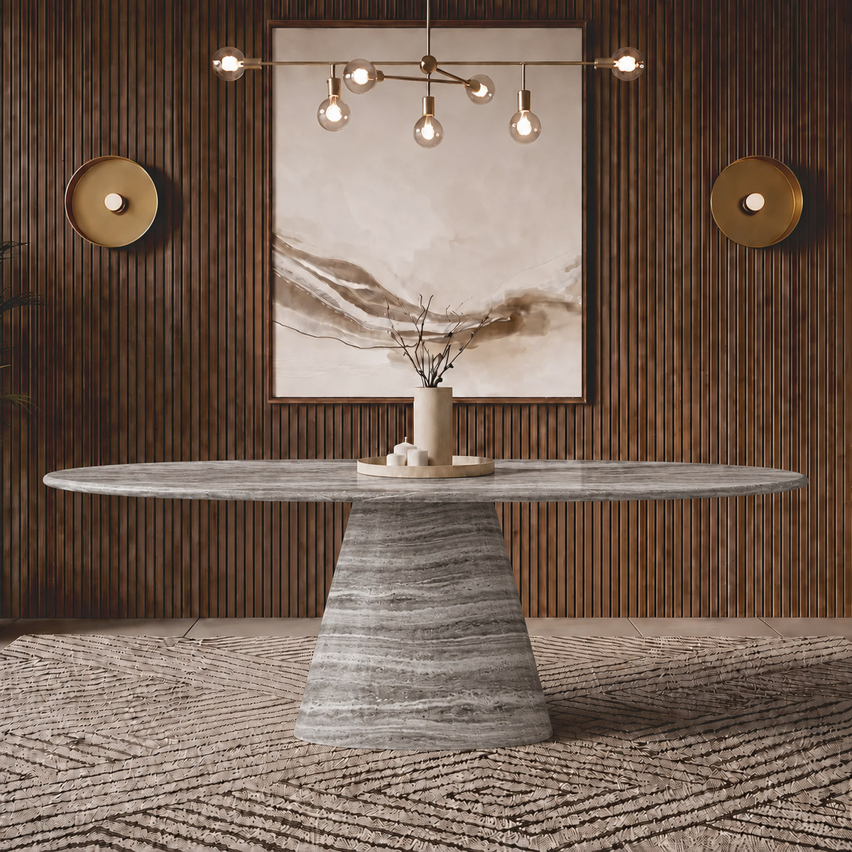 Sienna Cone Pedestal Marble Dining Table