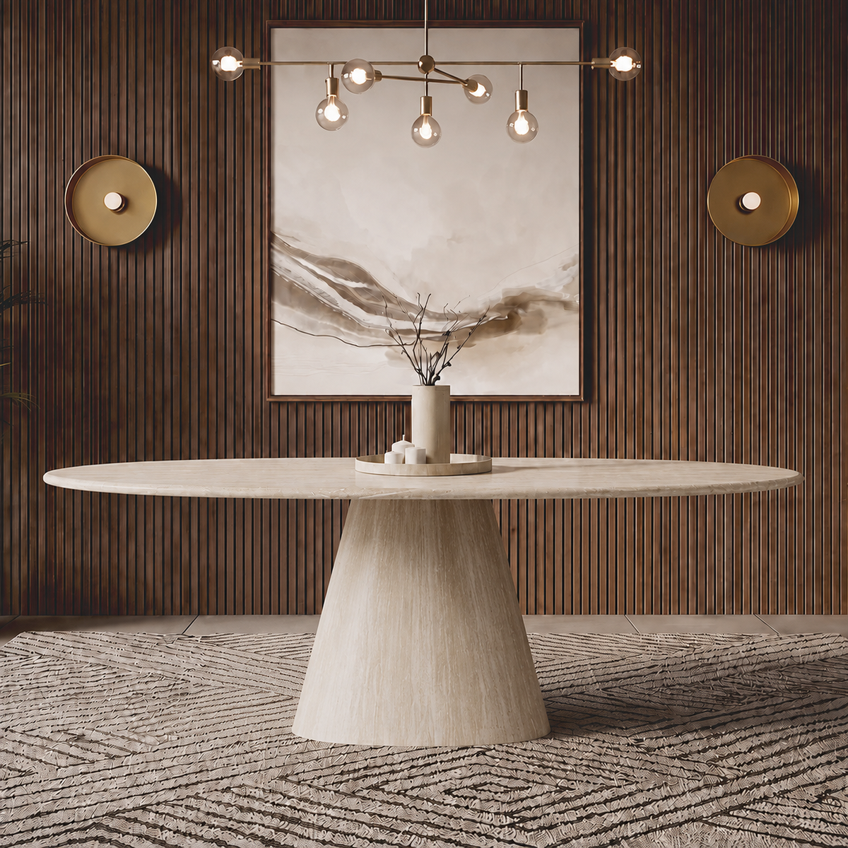 Sienna Cone Pedestal Marble Dining Table