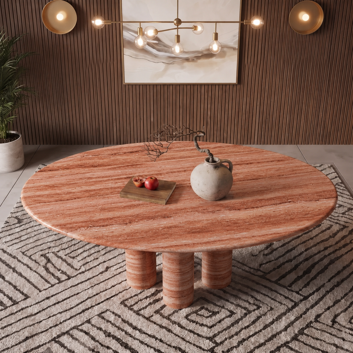 Ella Triple Pedestal Marble Dining Table