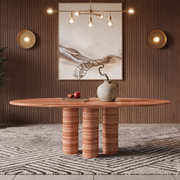 Ella Triple Pedestal Marble Dining Table