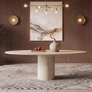 Mila Cylinder Pedestal Marble Dining Table