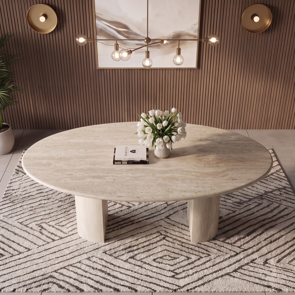 Owen Twin Leg Marble Dining Table