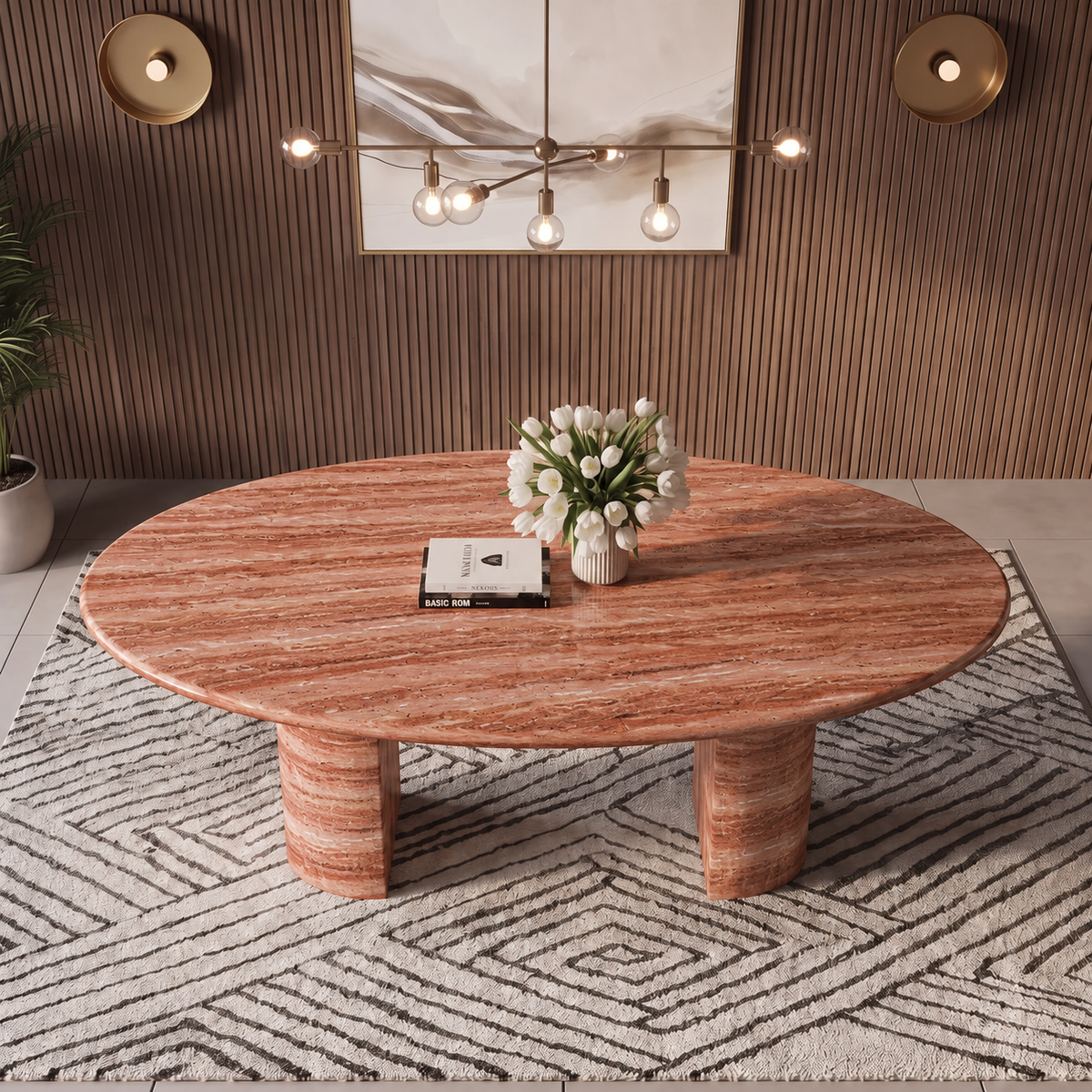 Owen Twin Leg Marble Dining Table