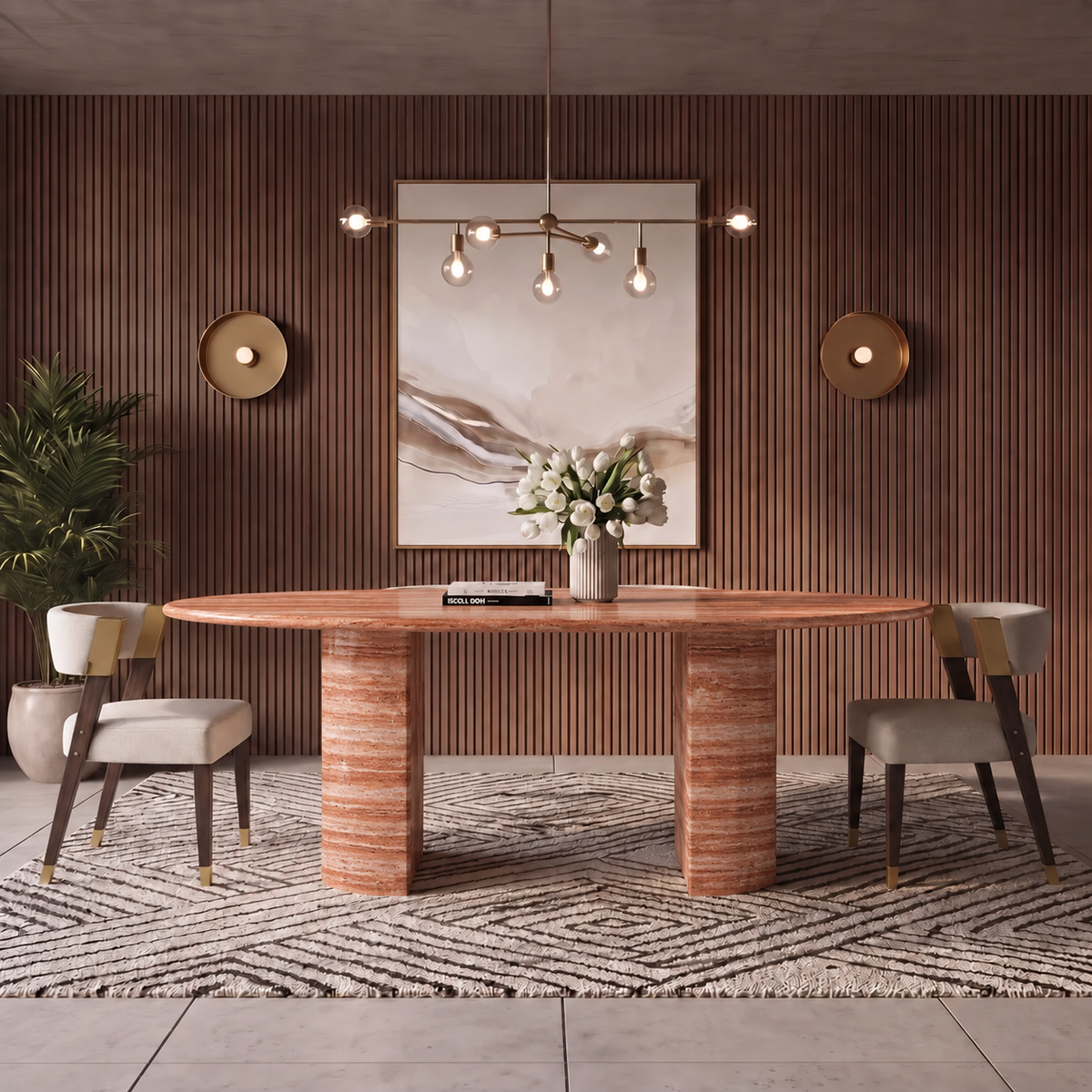 Owen Twin Leg Marble Dining Table