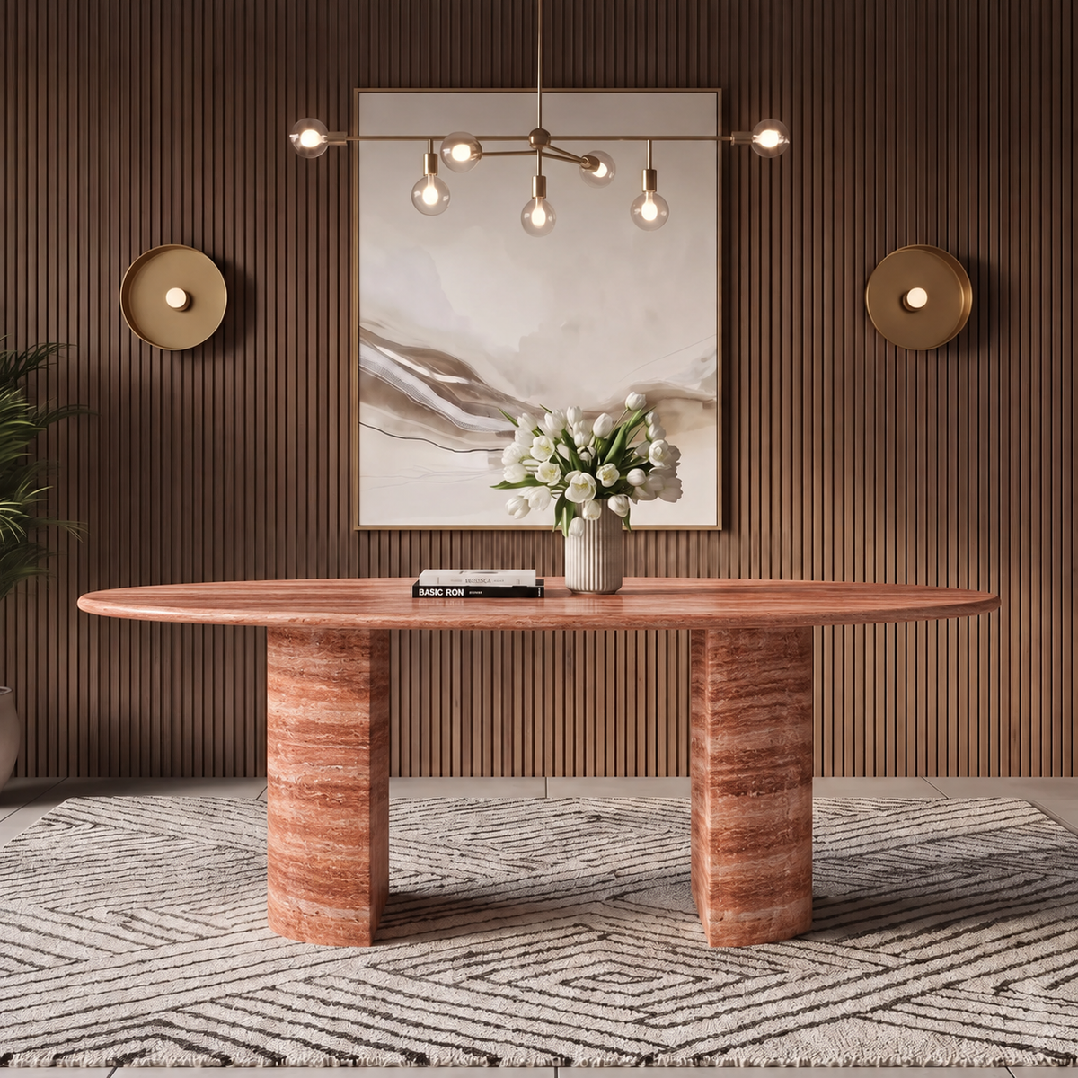 Owen Twin Leg Marble Dining Table