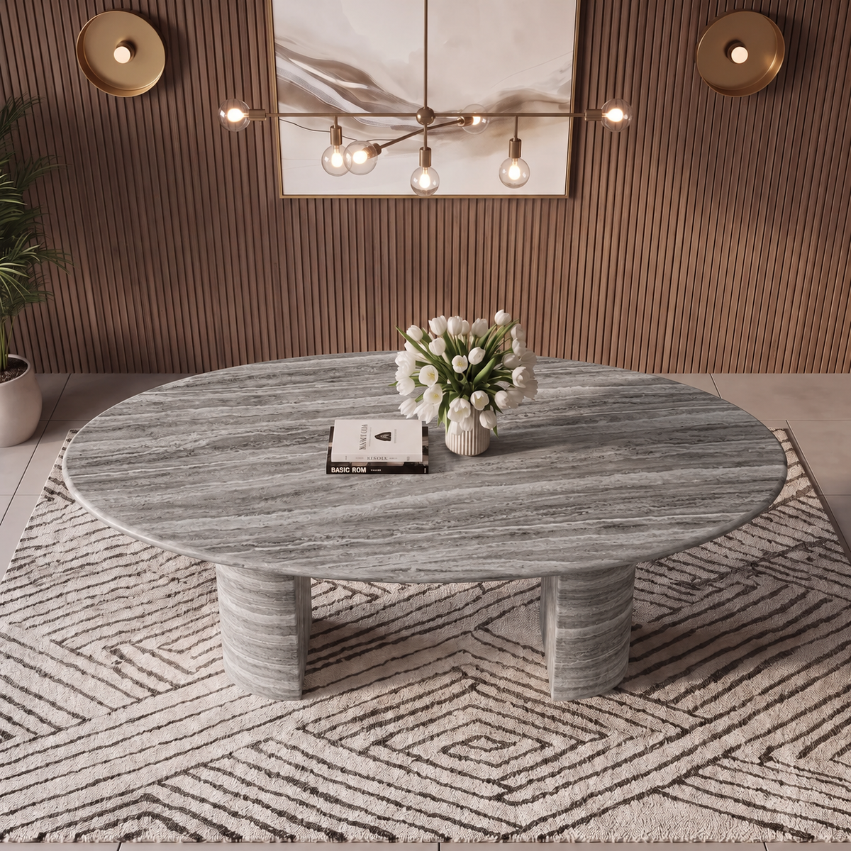 Owen Twin Leg Marble Dining Table