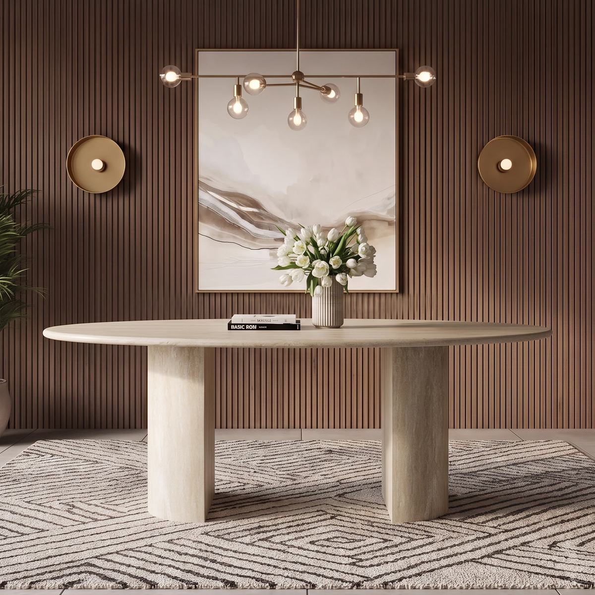 Owen Twin Leg Marble Dining Table