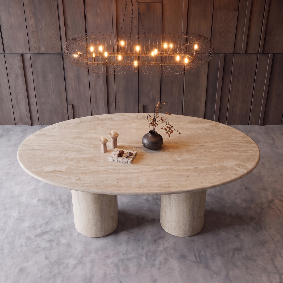 Amalfi Twin Cylinder Marble Dining Table