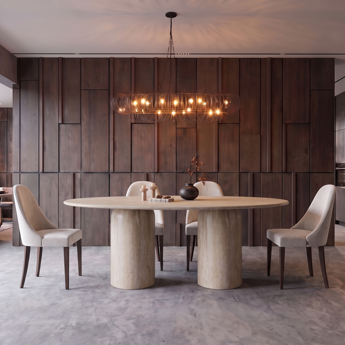 Amalfi Twin Cylinder Marble Dining Table