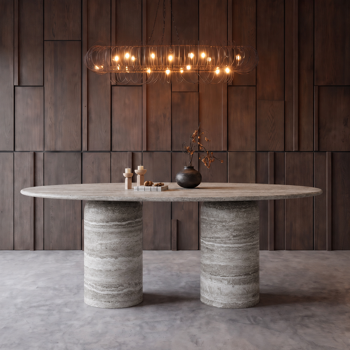 Amalfi Twin Cylinder Marble Dining Table