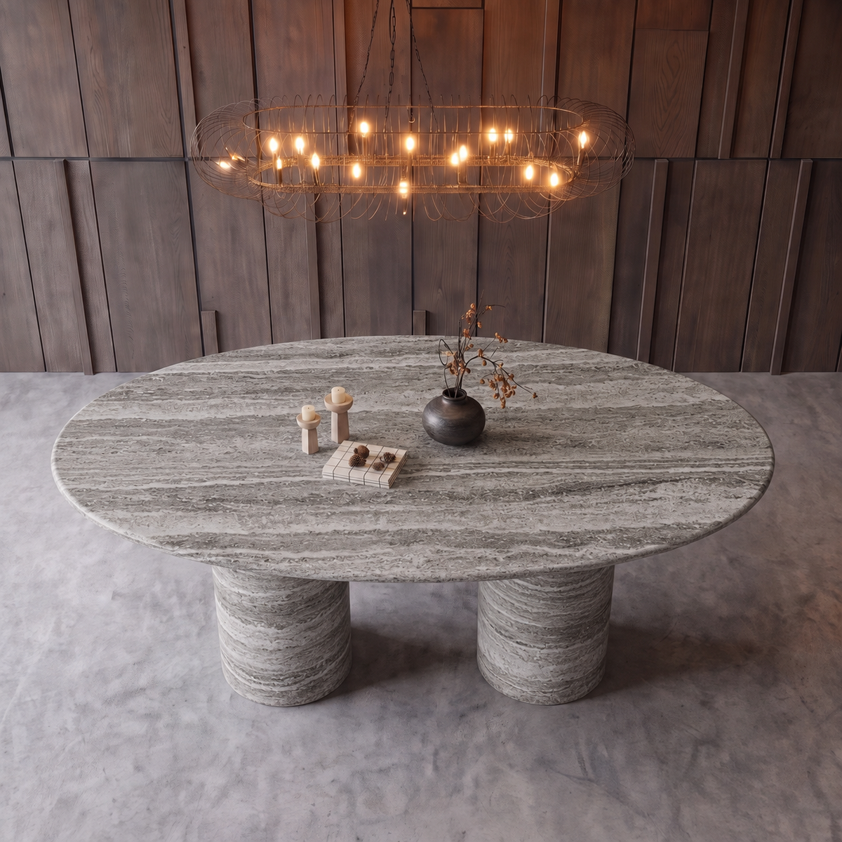 Amalfi Twin Cylinder Marble Dining Table