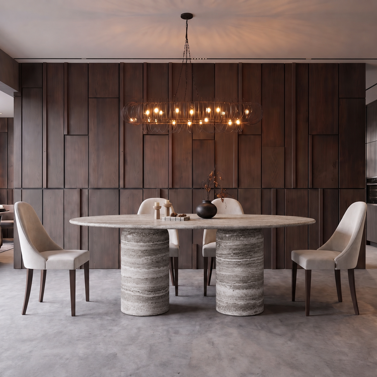 Amalfi Twin Cylinder Marble Dining Table