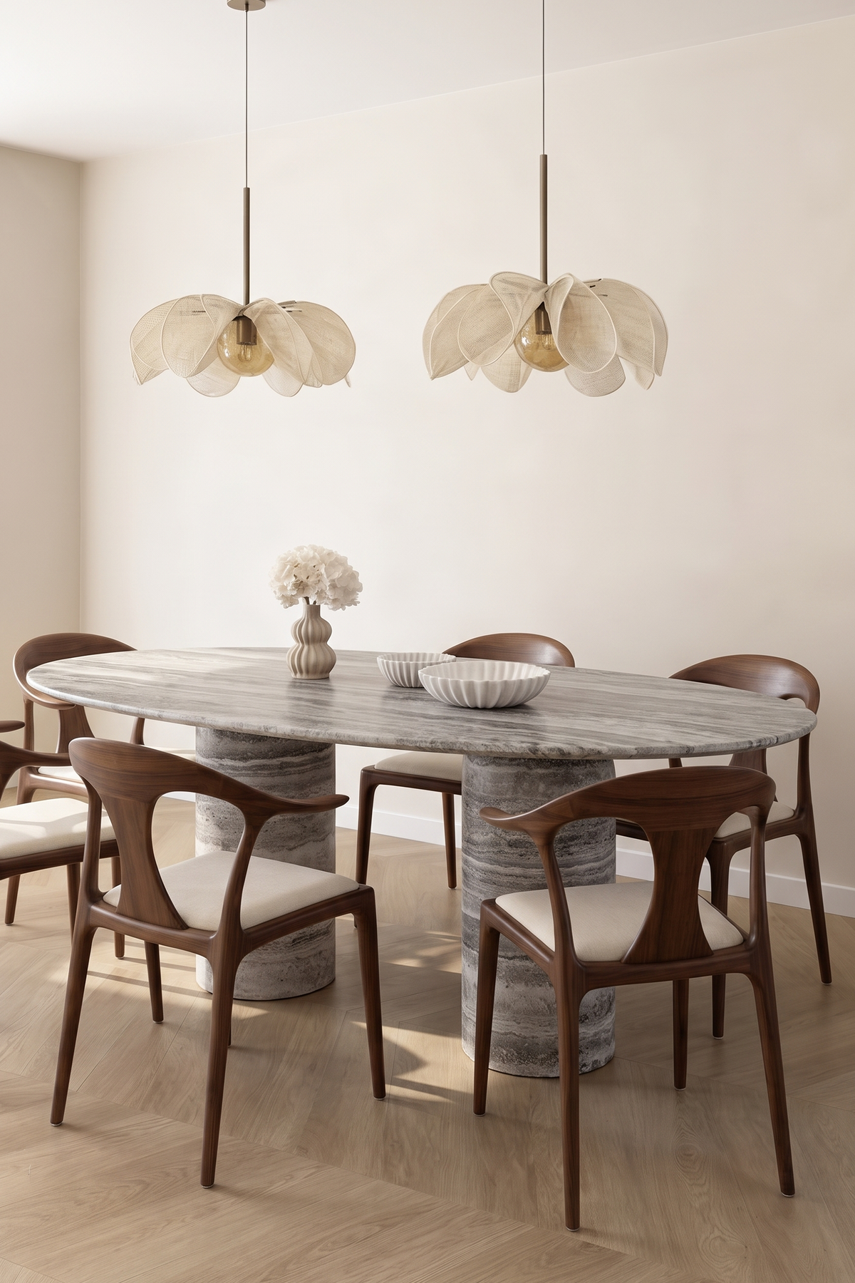 Amalfi Twin Cylinder Marble Dining Table