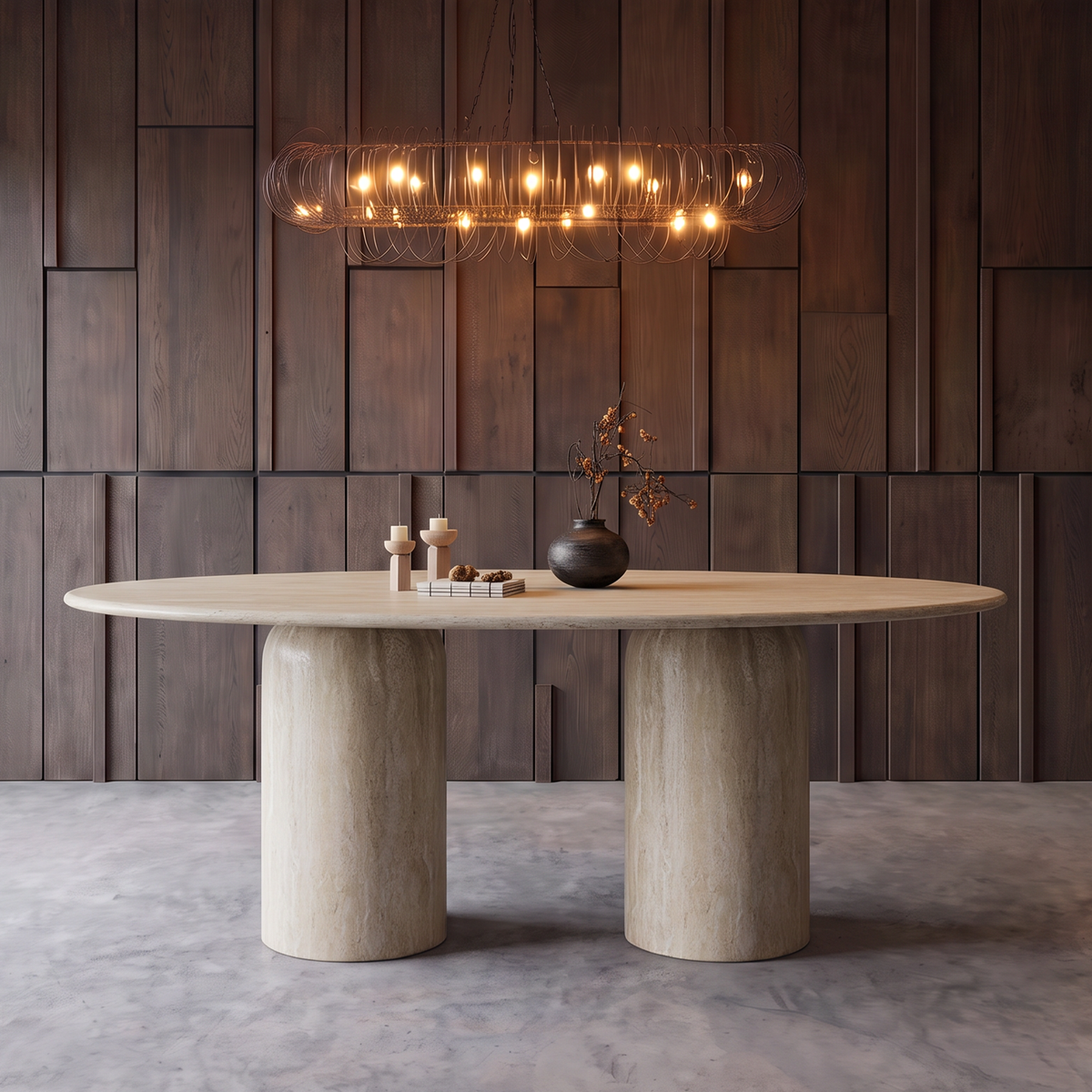 Amalfi Twin Cylinder Marble Dining Table