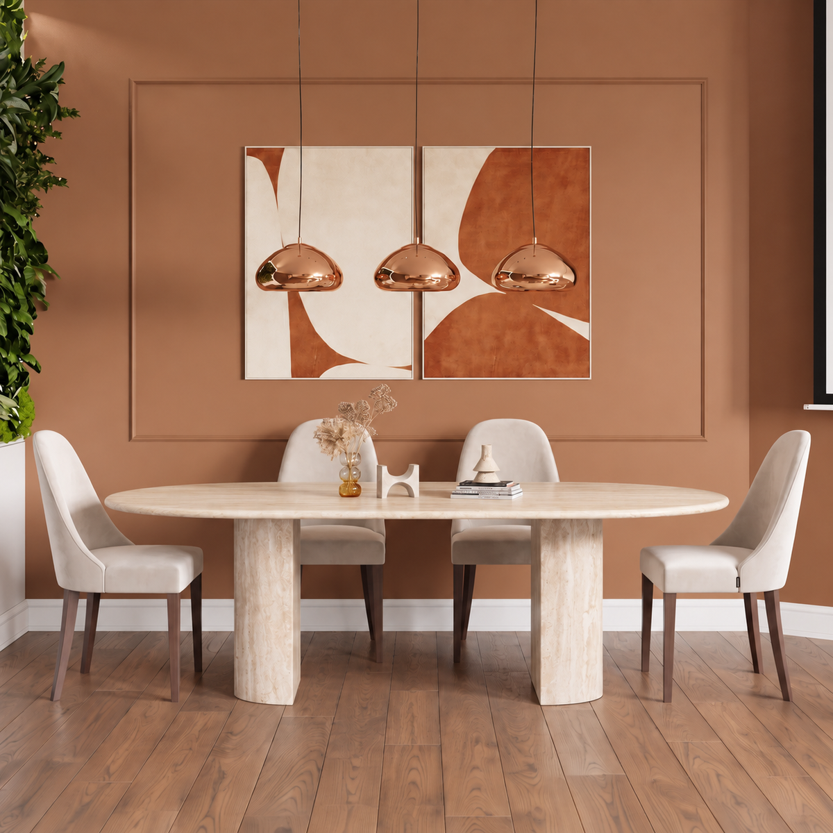 Positano Twin Pedestal Marble Dining Table