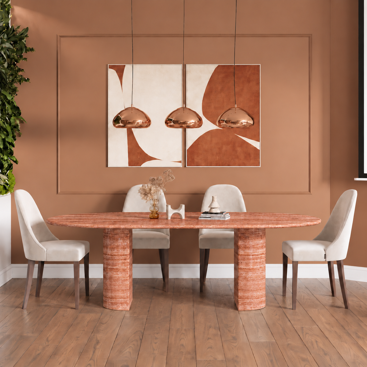 Positano Twin Pedestal Marble Dining Table