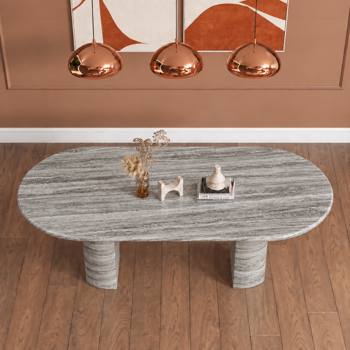 Positano Twin Pedestal Marble Dining Table