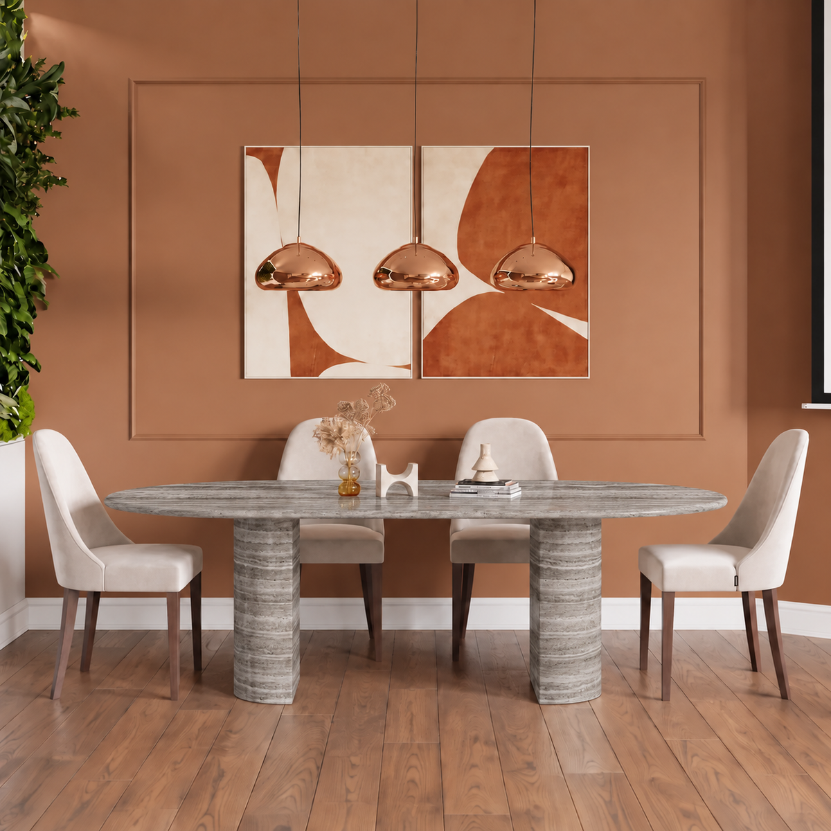 Positano Twin Pedestal Marble Dining Table