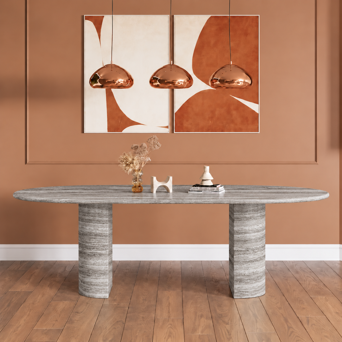 Positano Twin Pedestal Marble Dining Table