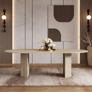 Luna Fluted Pedestal Marble Dining Table