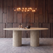 Kai Twin Fluted Pedestal Marble Dining Table