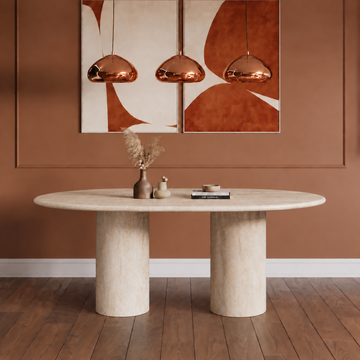 Bellagio Twin Cylinder Marble Dining Table