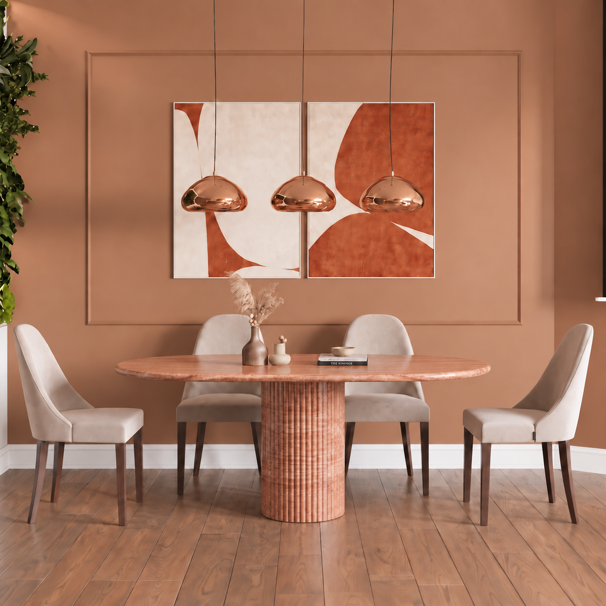 Modena Fluted Pedestal Marble Dining Table
