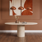 Modena Fluted Pedestal Marble Dining Table