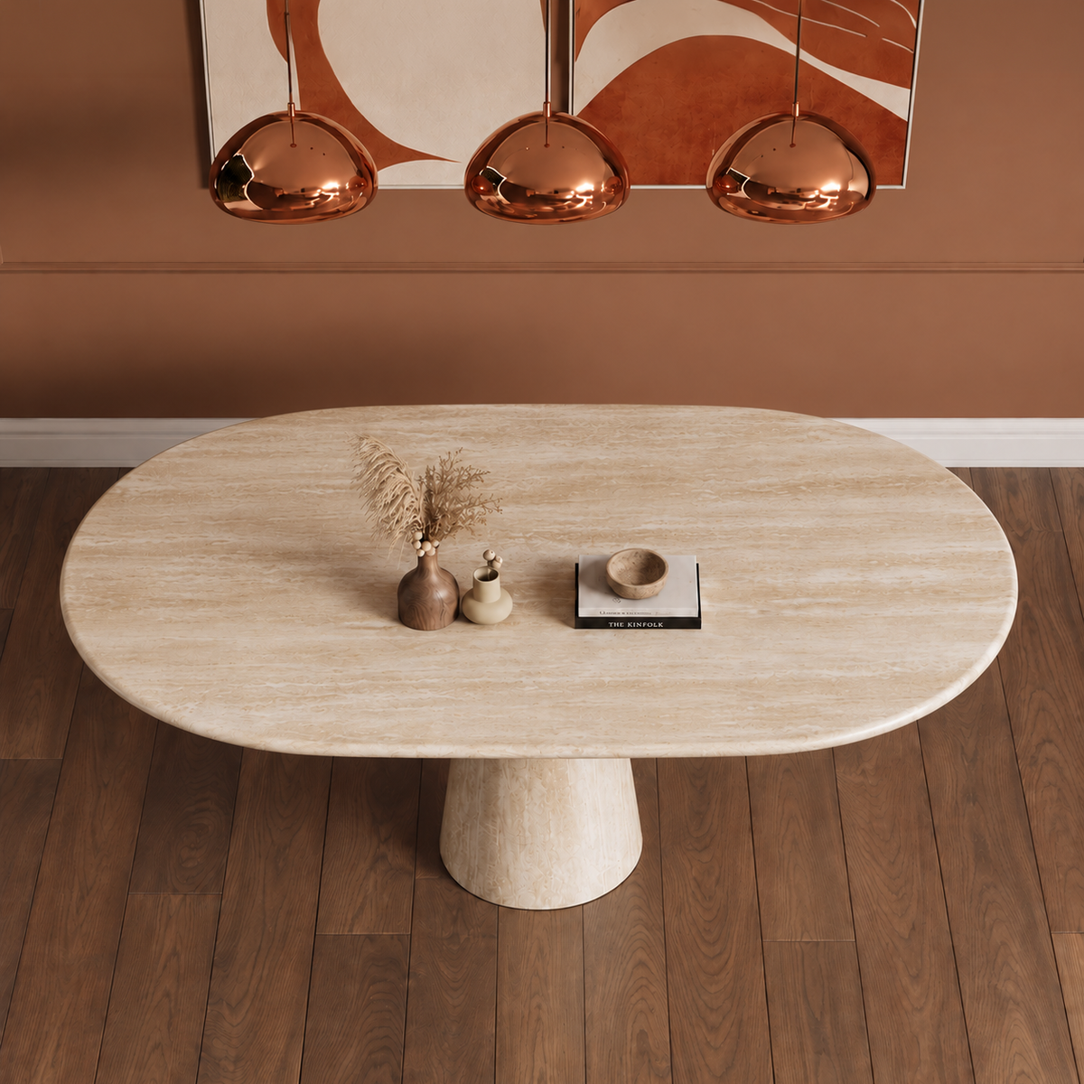 Siena Tapered Pedestal Marble Dining Table