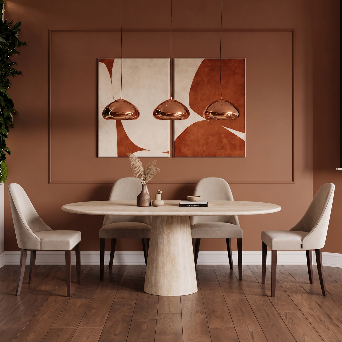 Siena Tapered Pedestal Marble Dining Table