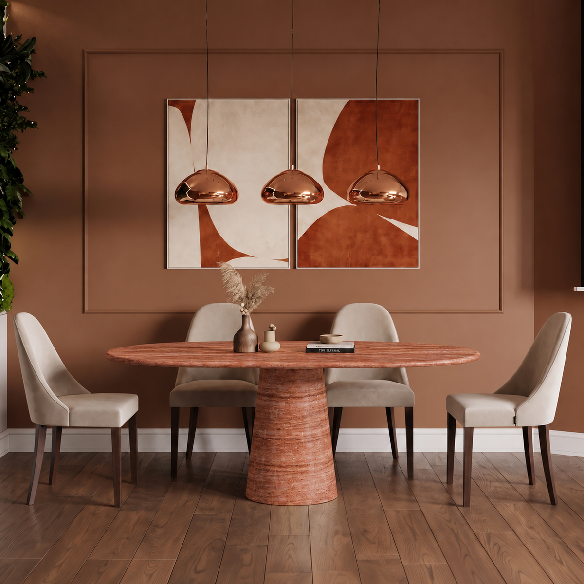 Siena Tapered Pedestal Marble Dining Table