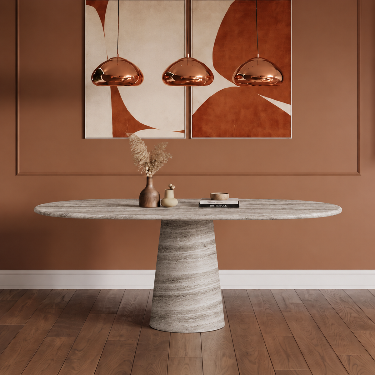 Siena Tapered Pedestal Marble Dining Table