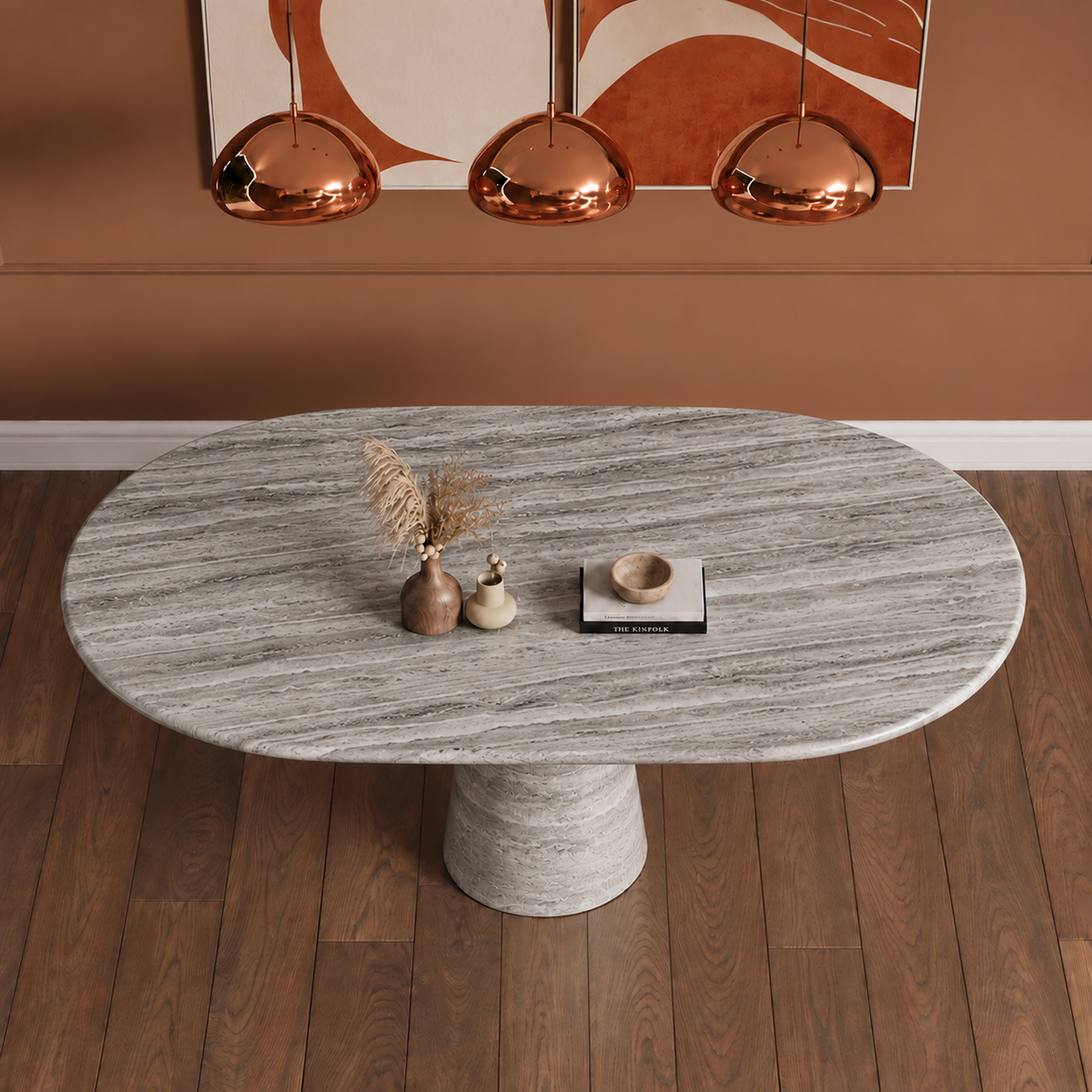 Siena Tapered Pedestal Marble Dining Table