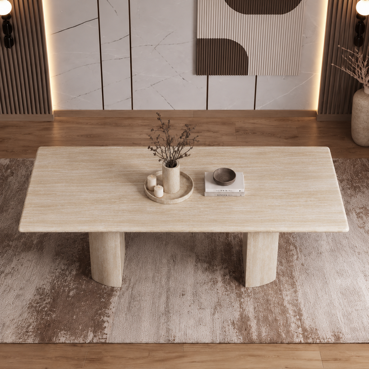 Leo Twin Leg Marble Dining Table