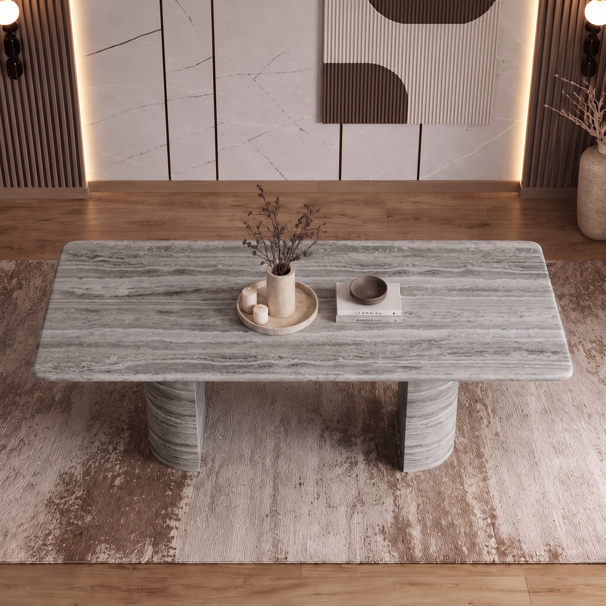 Leo Twin Leg Marble Dining Table