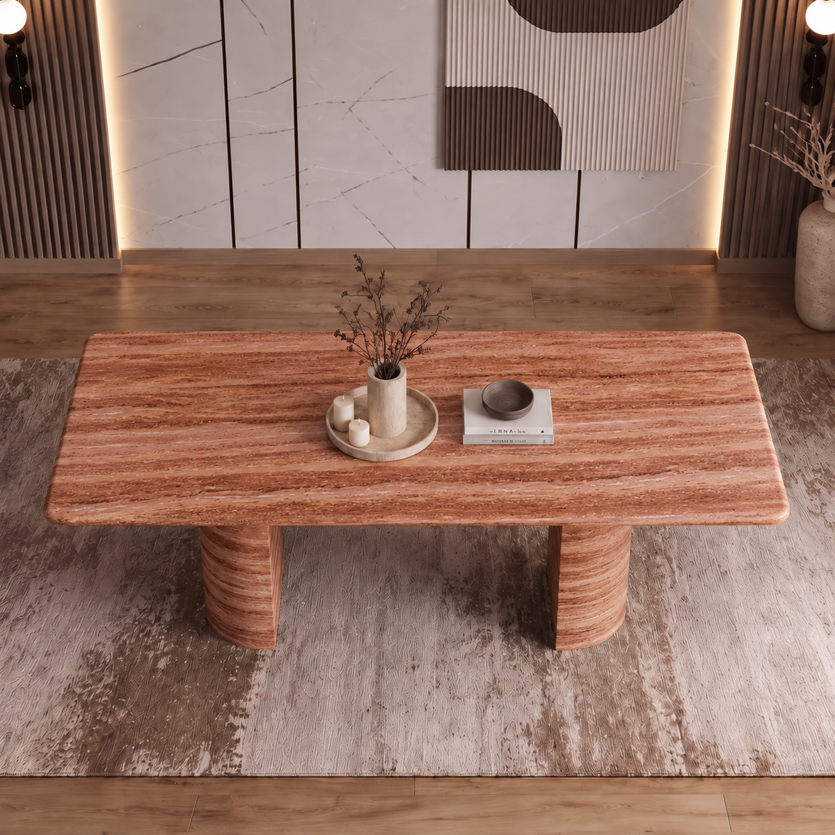 Leo Twin Leg Marble Dining Table